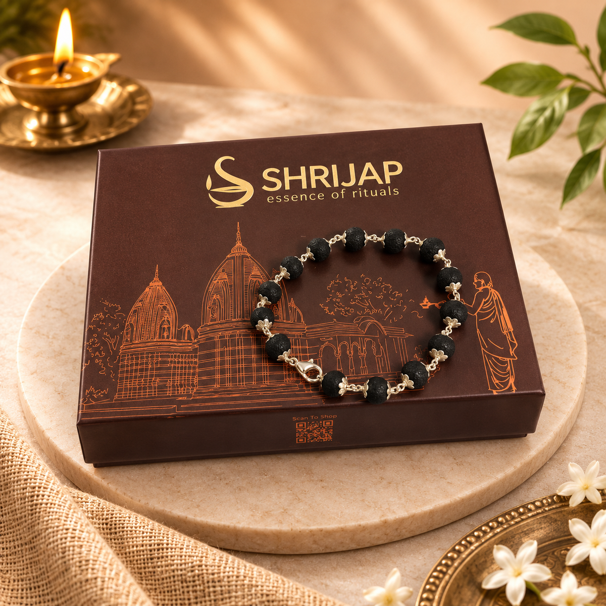 Natural Karungali Silver Plated Bracelet – 8 MM