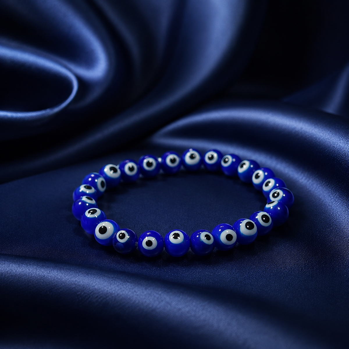 Natural Blue Evil Eye Bracelet 8 MM