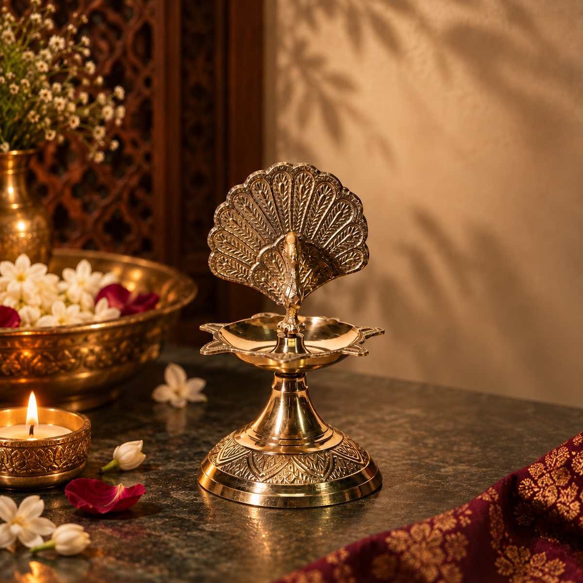 Peacock Diya With 1 Step