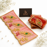 Royal Red Heavy Jari Embroidered Chunri with Pearl Work – 6 x15 Inch