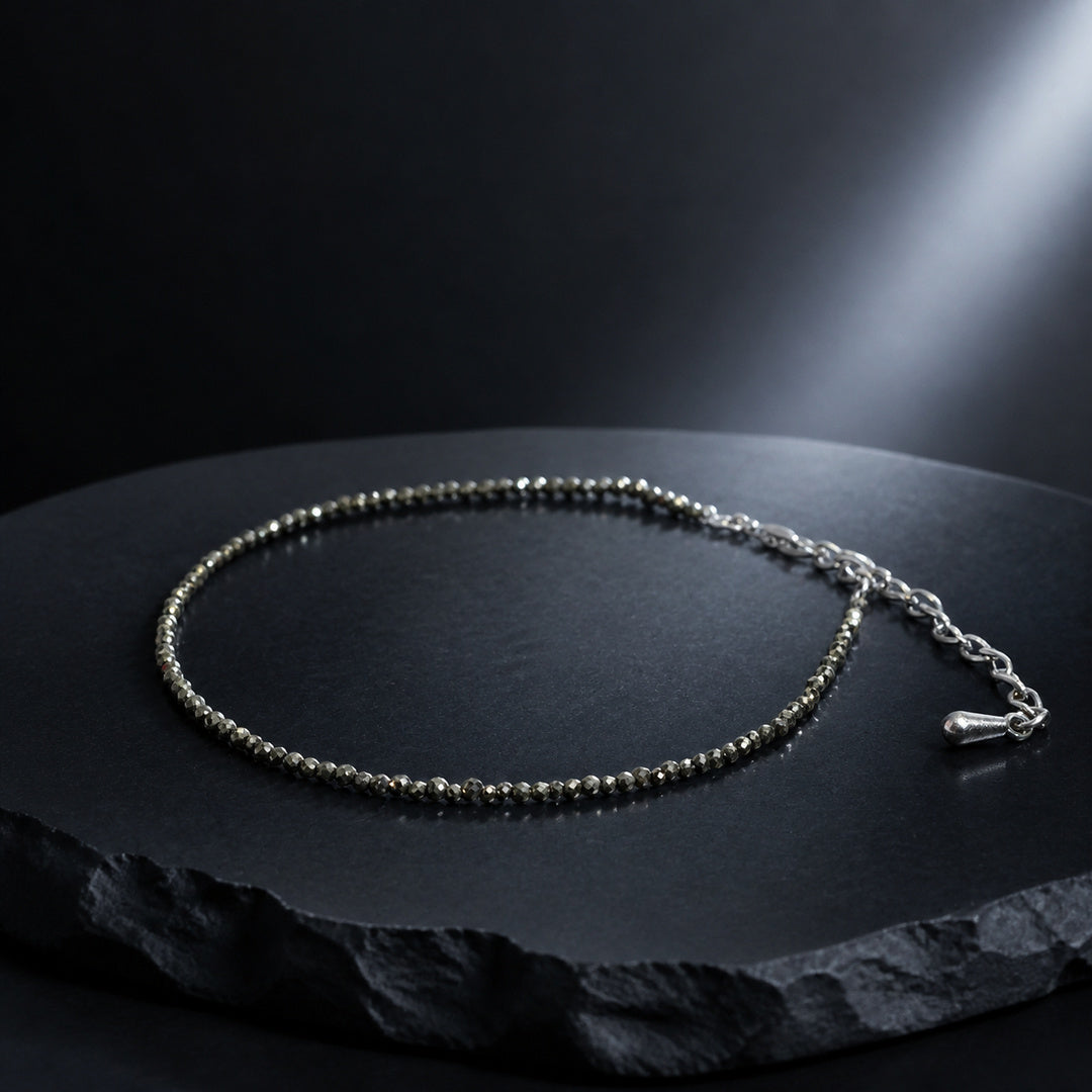 Natural Pyrite Beaded Anklet