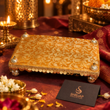 Mustard Yellow Work with Golden Gota Border Bed – 7x10 Inch