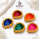 Handpainted Pan Leaf Terracotta Diya – Royal