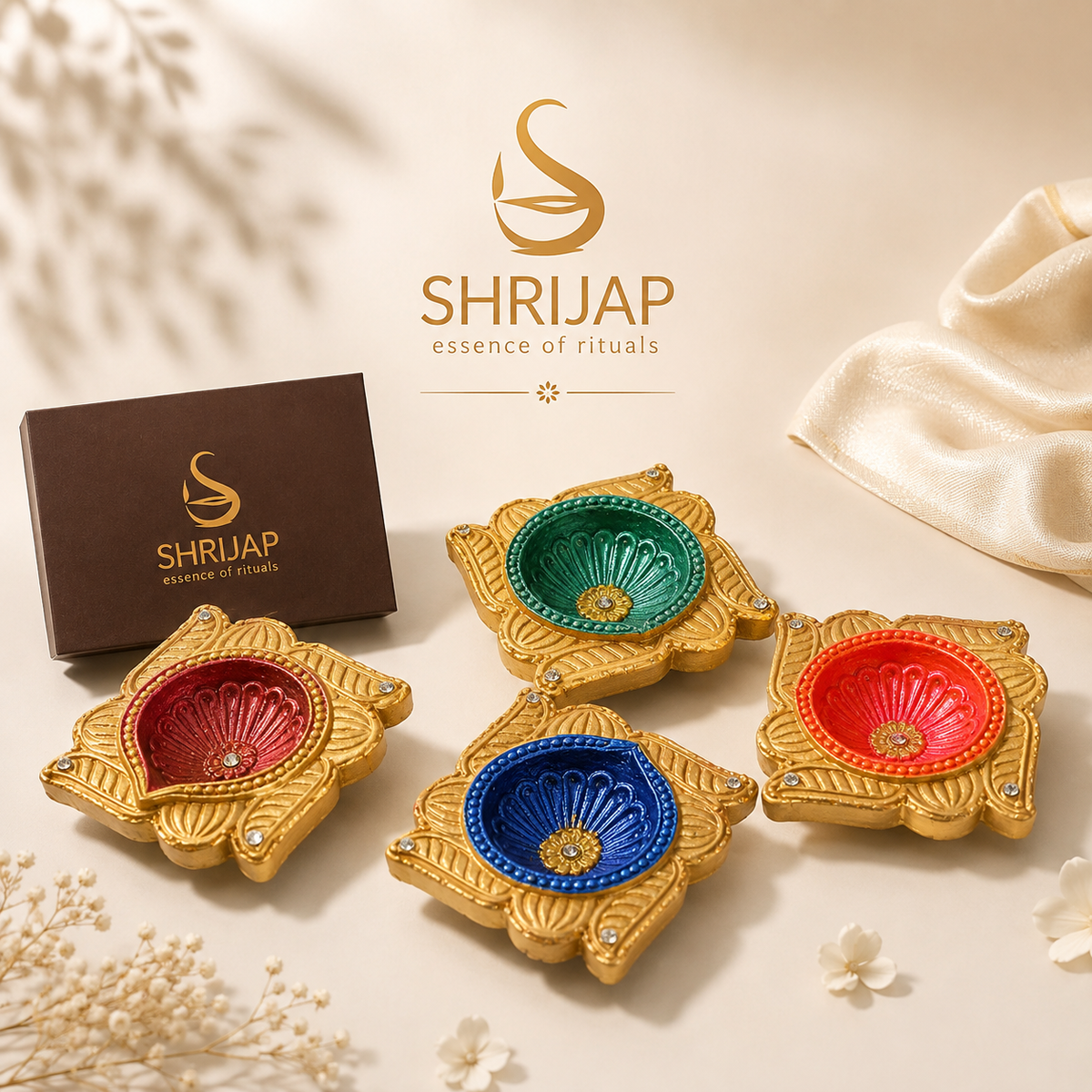 Handpainted Lotus Terracotta Diya – Royal