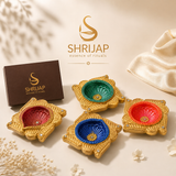 Handpainted Lotus Terracotta Diya – Royal
