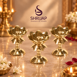 Brass Lotus Stand Diya 3.5 Inch
