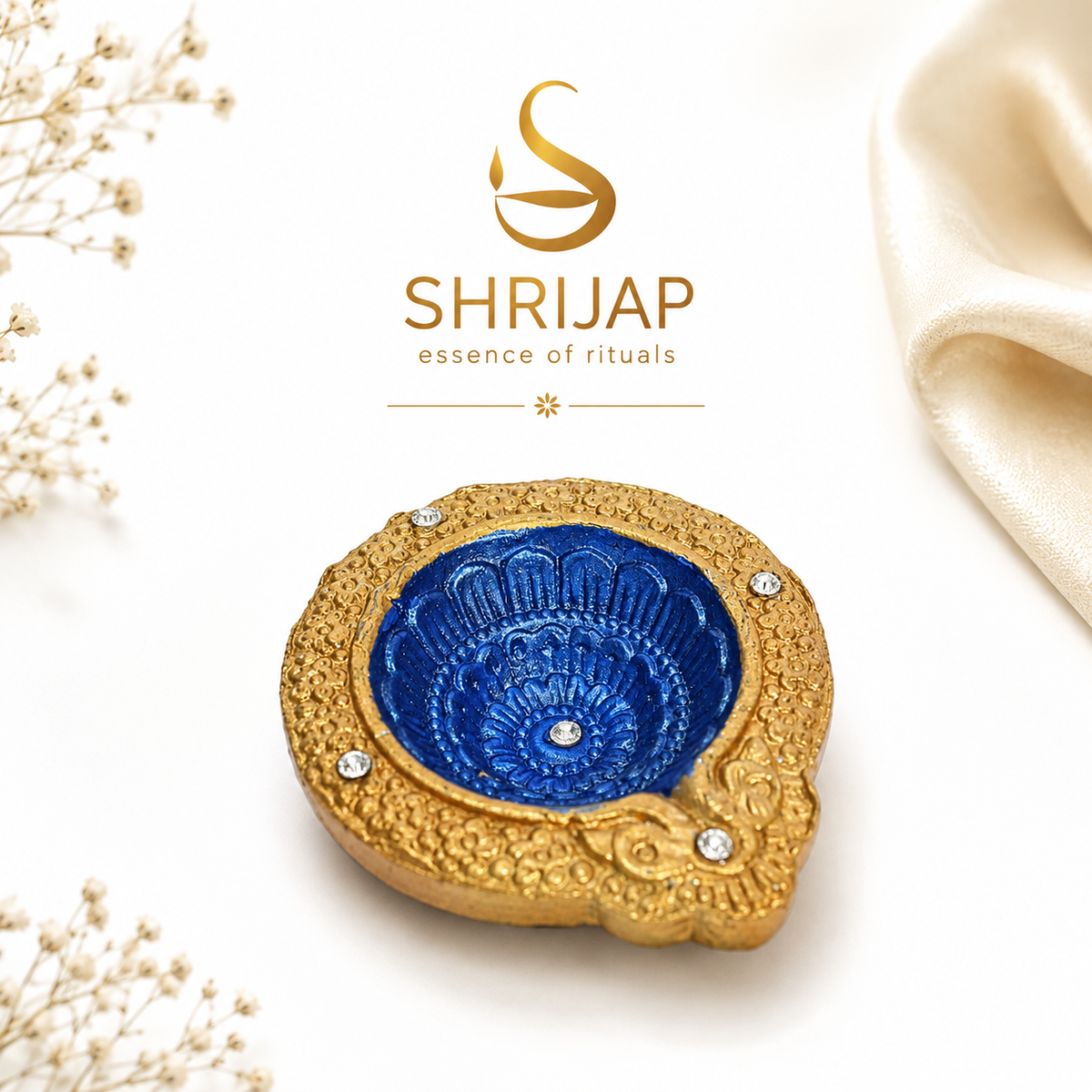 Handpainted Mandala Carved Terracotta Diya – Royal