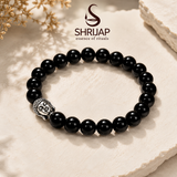 Natural Black Tourmaline Buddha Bracelet – 8 MM