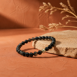 Black Obsidian Bracelet with Golden Hematite Accent – 8 MM