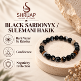 Natural Black Sardonyx Agate Bracelet – Sulemani Hakik – 8 MM
