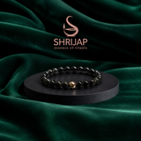 Golden Hematite Bracelet with Black Obsidian Accent – 8 MM