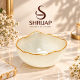 Selenite Bowl – Scalloped Gold Rim