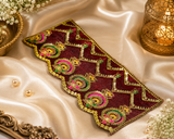Royal Red Golden Jari Embroidered Chunri – 6x15 Inch