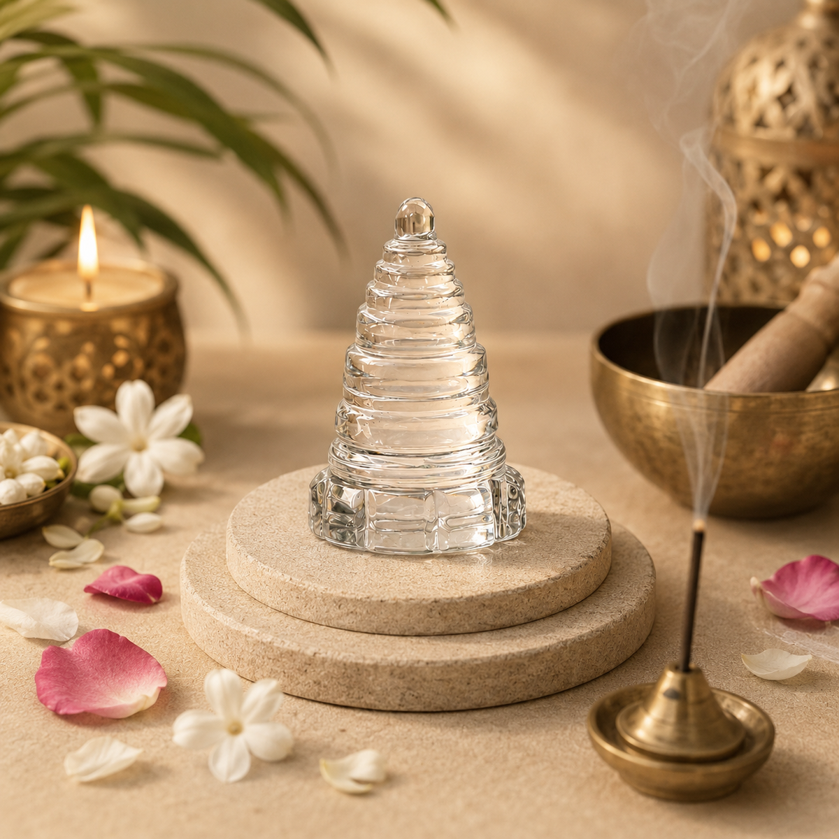 CRYSTAL QUARTZ MERU SHREE YANTRA 1 INCH