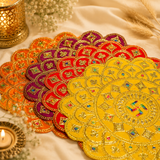 Velvet Swastik Puja Aasan with Jari Work – 16x16 Inch