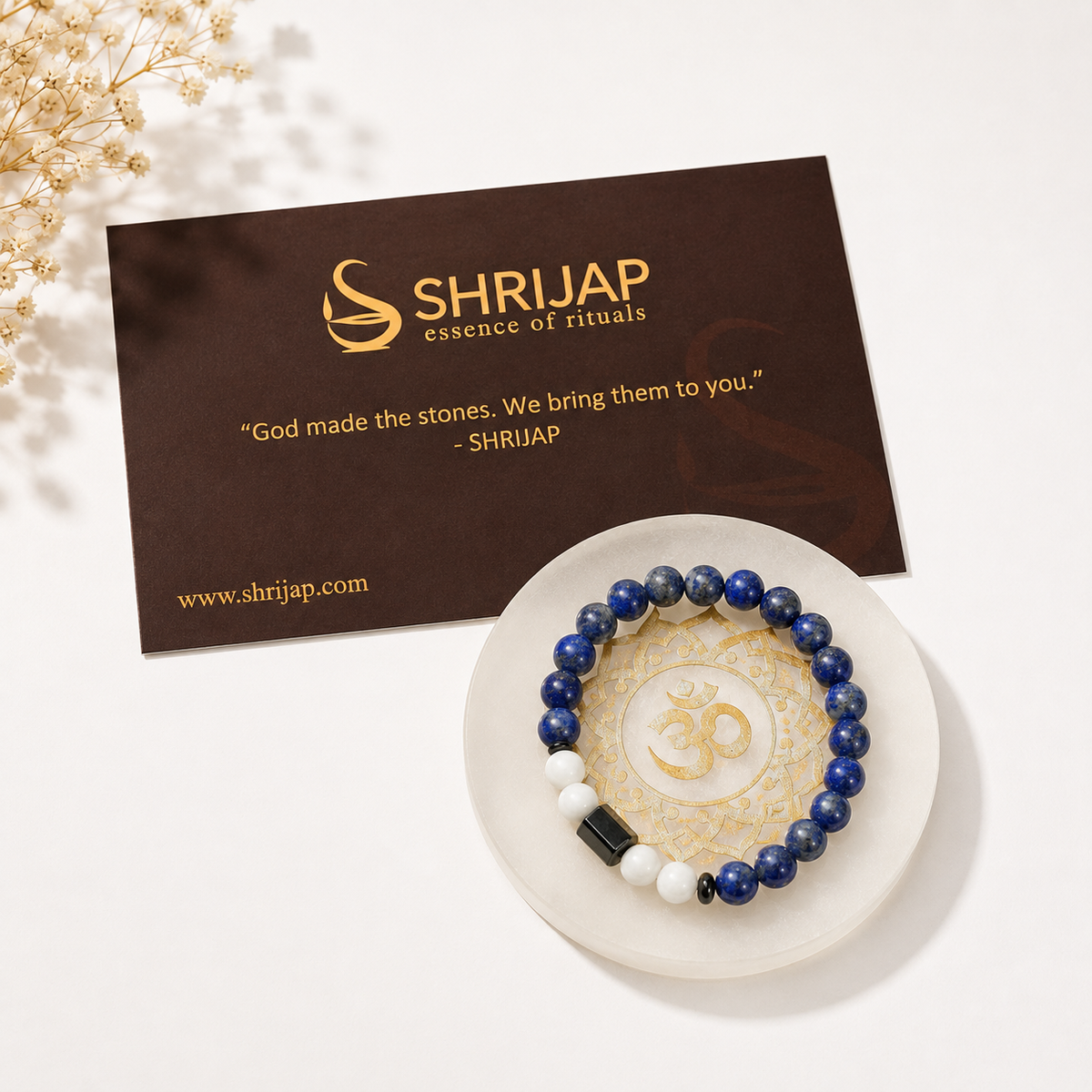 Natural Lapis Lazuli White Stone Harmony with Hematite Bracelet