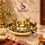 Elephant Brass Urli Bowl With Handle - Small