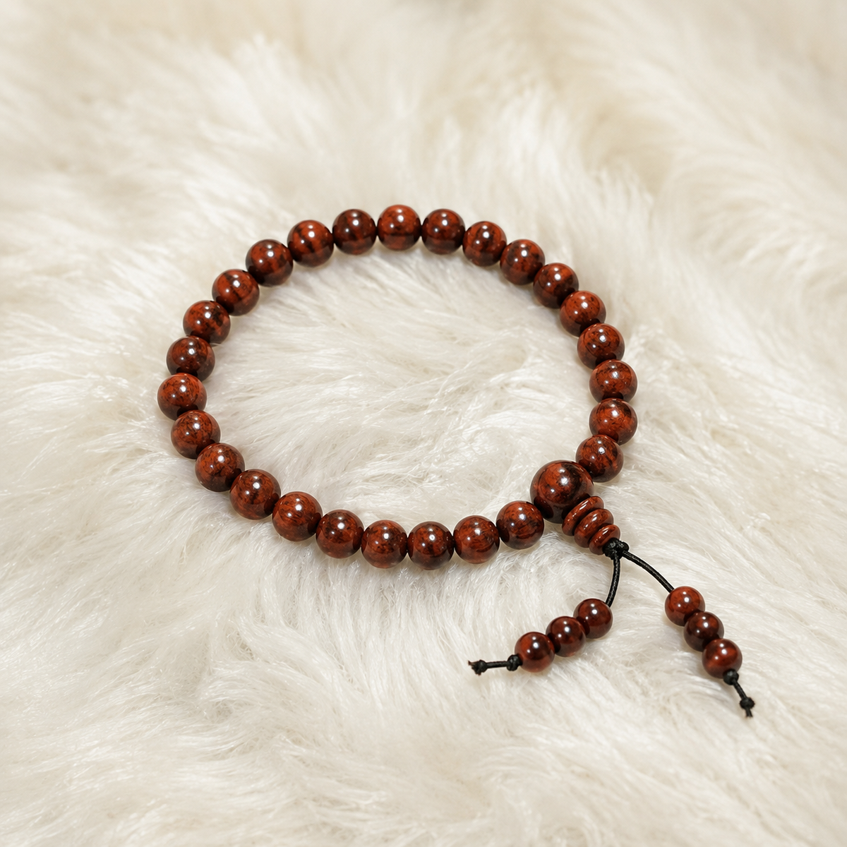 Natural Red Sandalwood Bracelet with Latkan – 6 MM