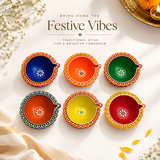 Handpainted Border Carved Terracotta Diya – Floral