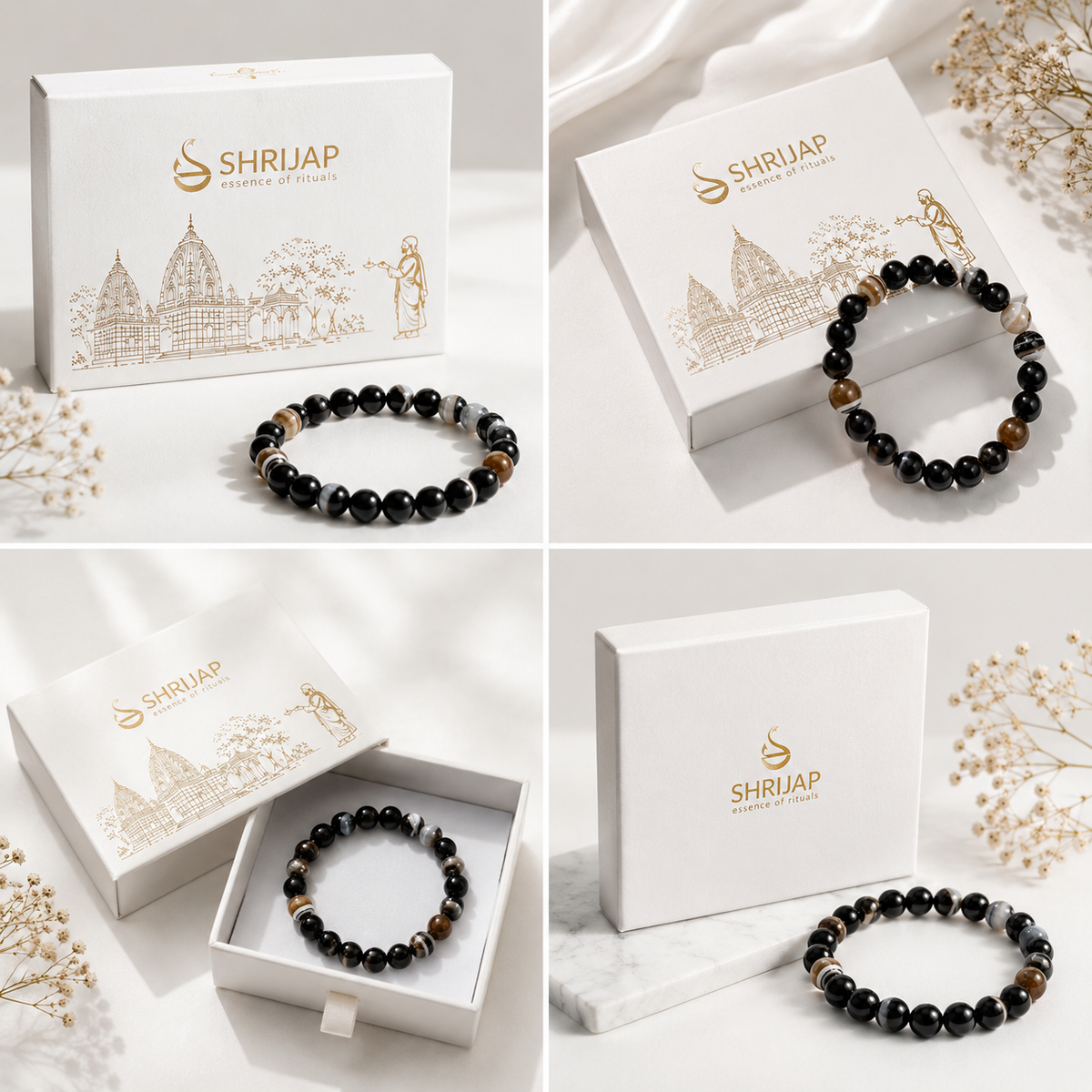 Natural Black Sardonyx Agate Bracelet – Sulemani Hakik – 8 MM