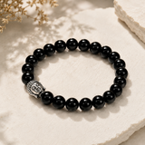Natural Black Tourmaline Buddha Bracelet – 8 MM