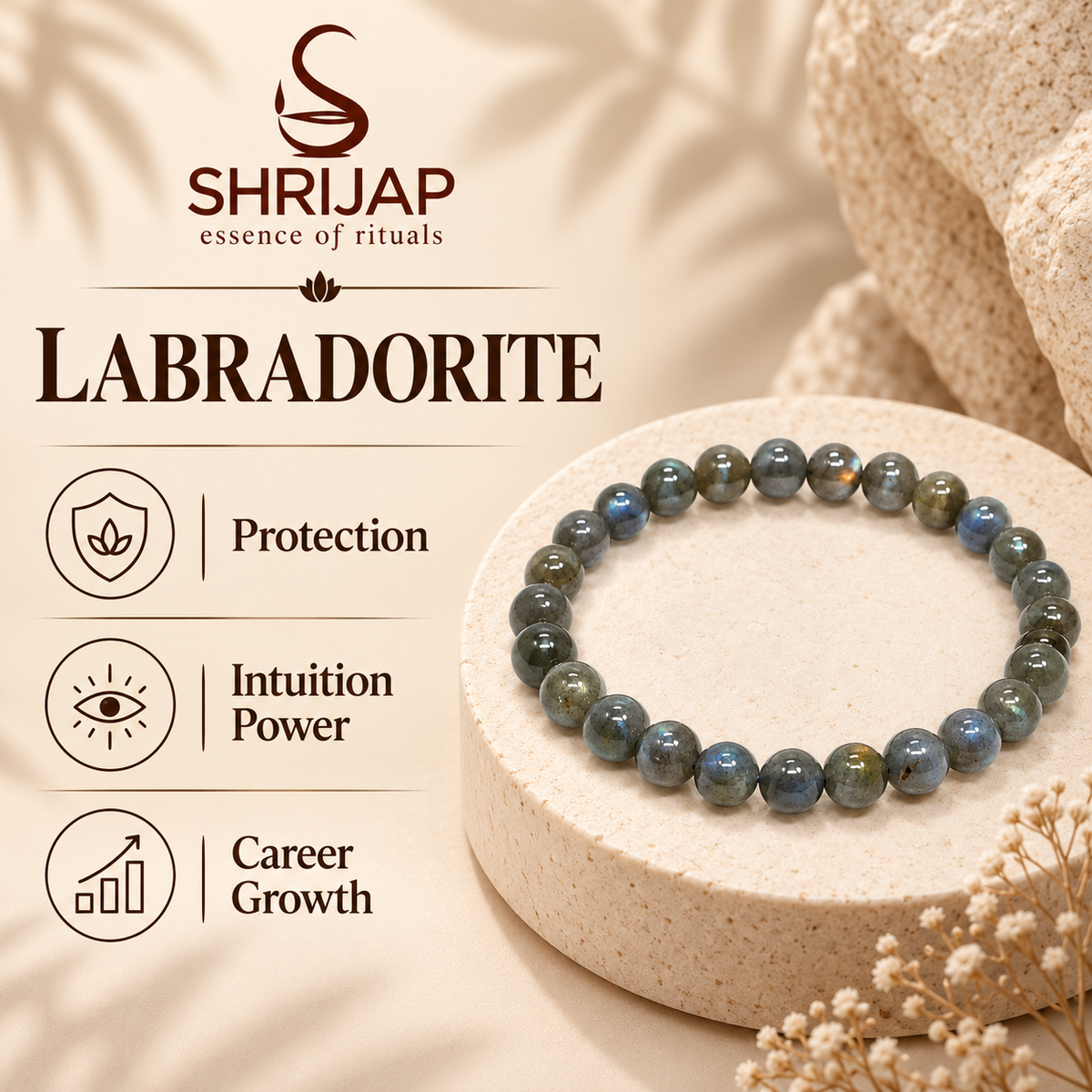 Natural Labradorite Bracelet 8 MM