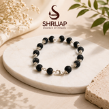 Natural Karungali Silver Plated Bracelet – 8 MM