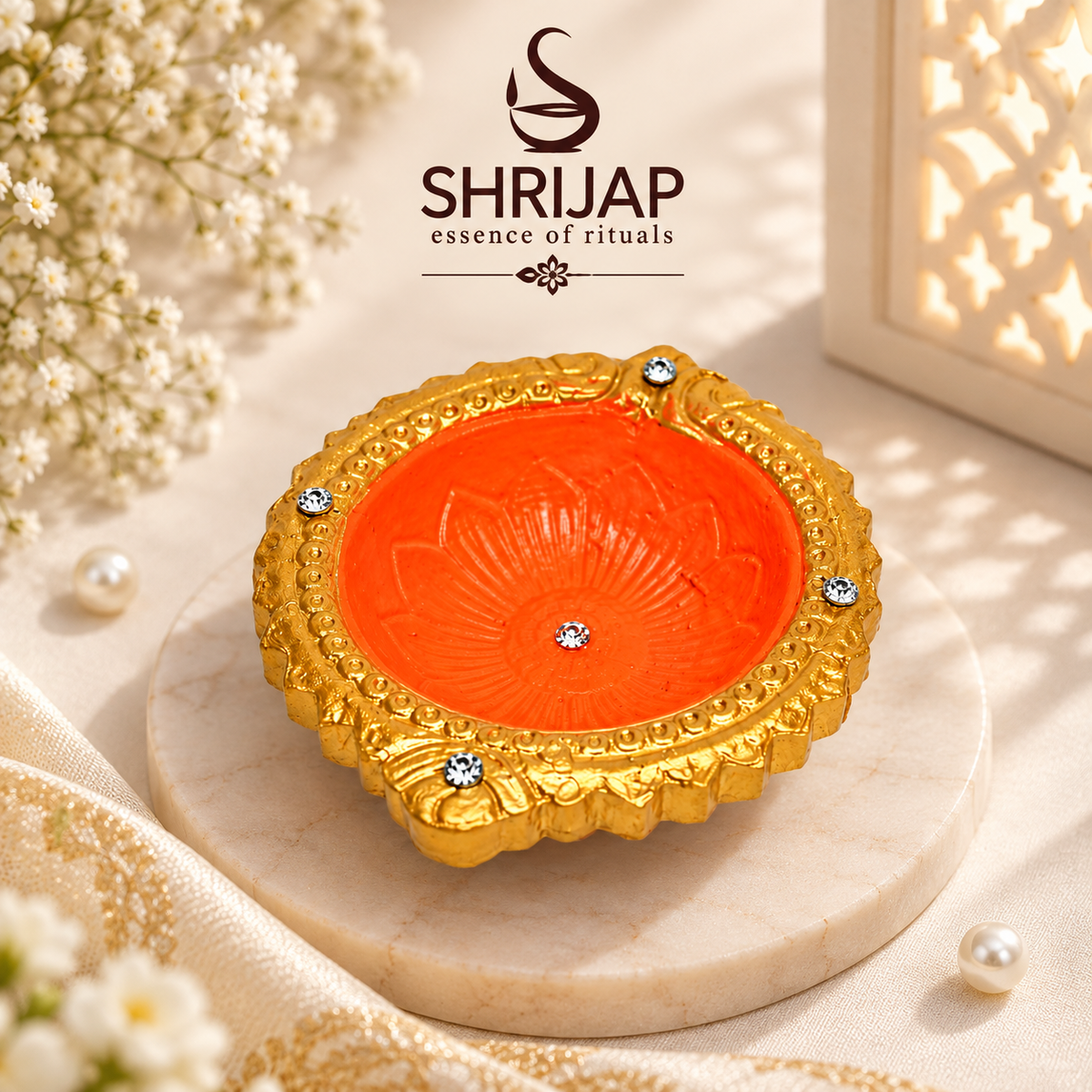 Handpainted Round Traditional Terracotta Diya – Royal
