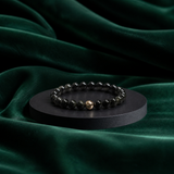 Black Obsidian Bracelet with Golden Hematite Accent – 8 MM