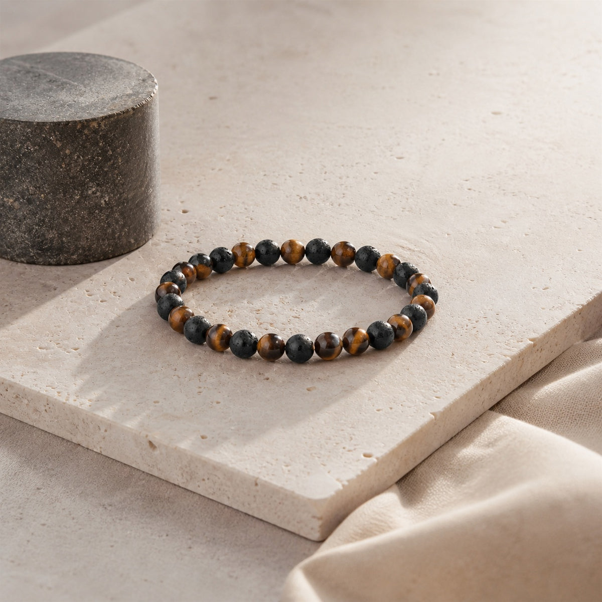 Tiger Eye & Lava Stone Combination Bracelet – 8 MM