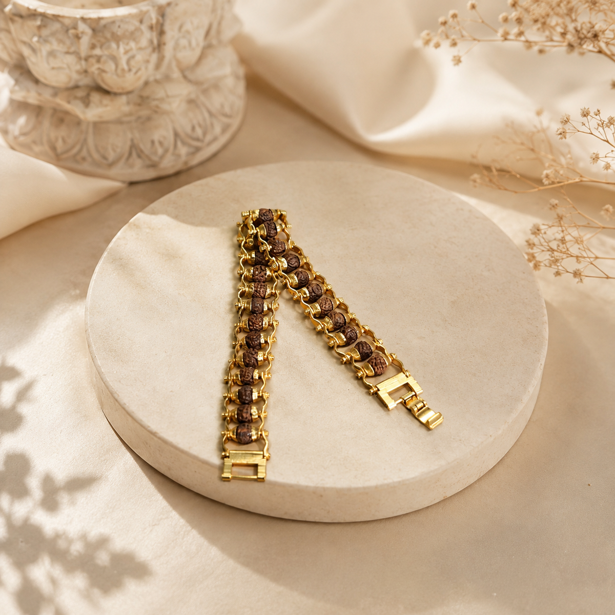 Gold Plated Rudraksha Bracelet