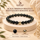 Black Obsidian Bracelet with Golden Hematite Accent – 8 MM