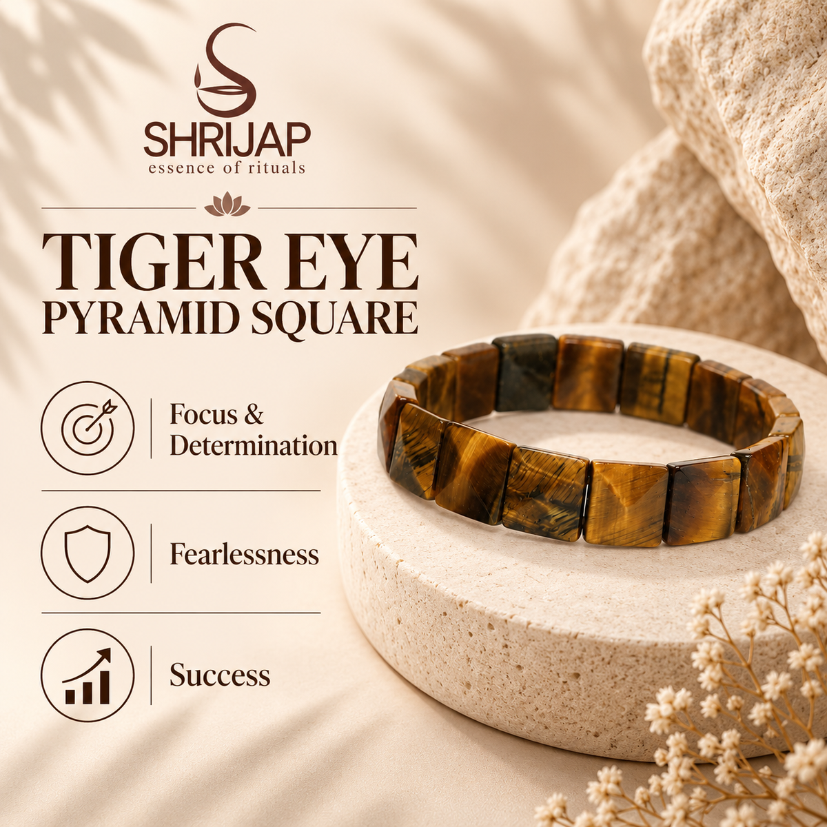 Tiger Eye Pyramid Square Bracelet