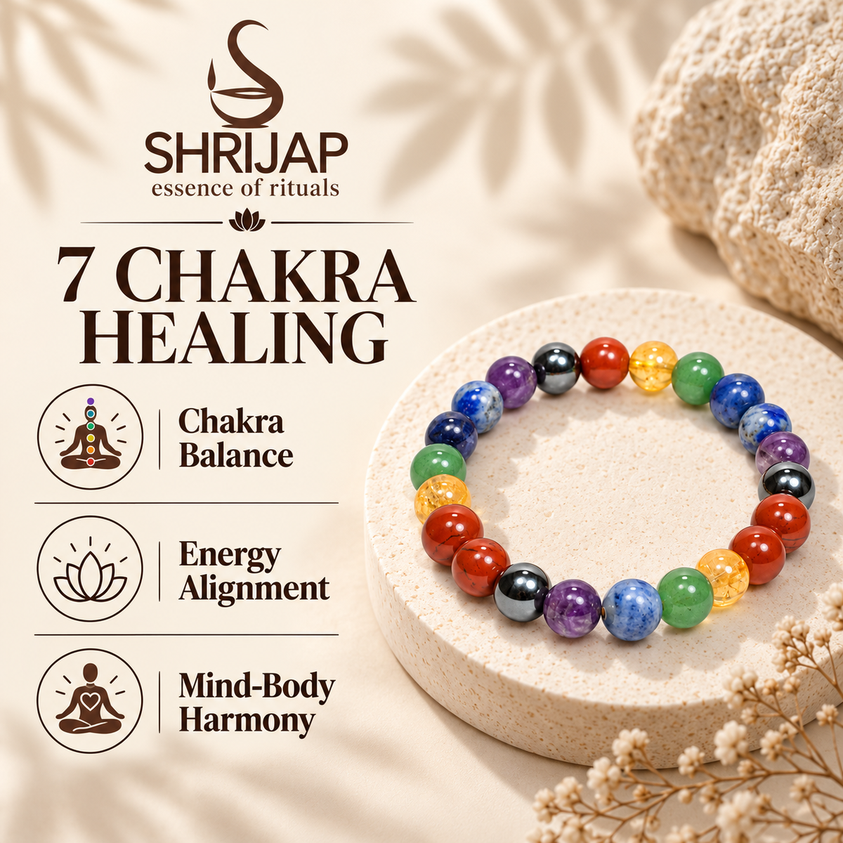Natural 7 Chakra Healing Bracelet – 8 MM