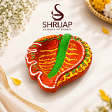 Handpainted Pan Leaf Terracotta Diya – Floral