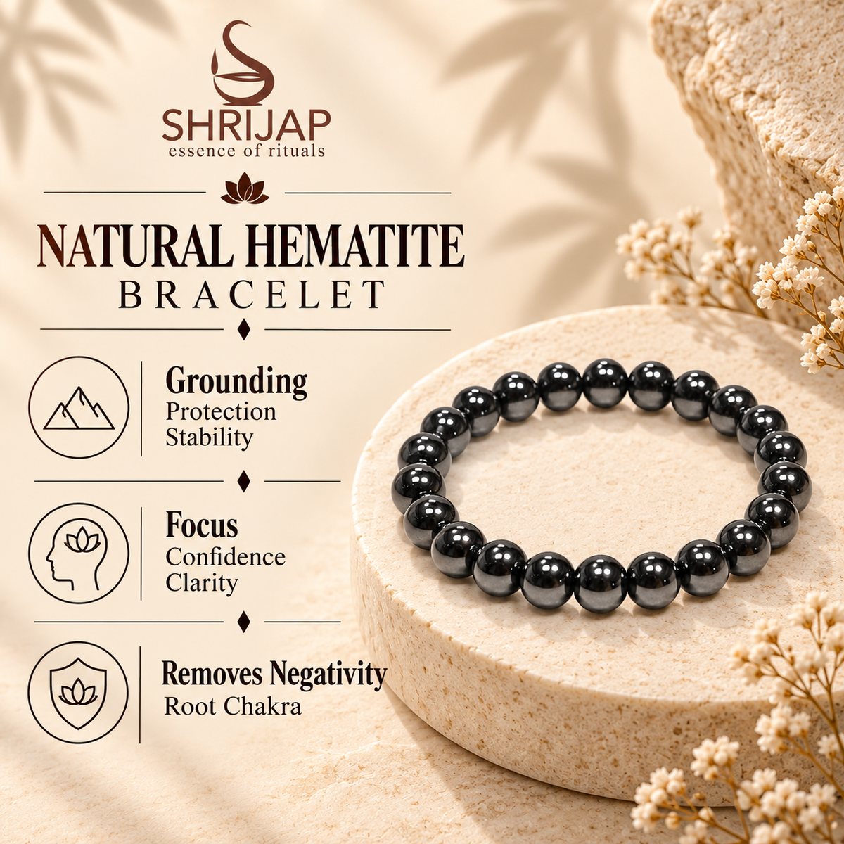 Natural Hematite Bracelet – 8 MM
