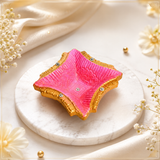 Handpainted Temple Square Terracotta Diya – Royal