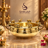 Elephant Brass Urli Bowl With Handle - Big