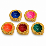Handpainted Mandala Carved Terracotta Diya – Royal