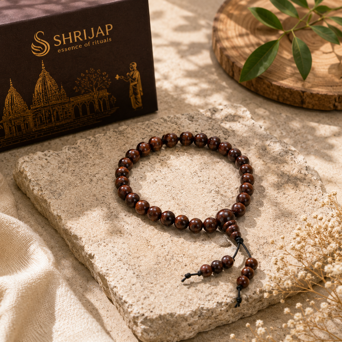 Natural Red Sandalwood Bracelet with Latkan – 6 MM