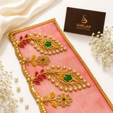 Royal Red Heavy Jari Embroidered Chunri with Pearl Work – 6 x15 Inch