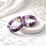 Amethyst Square Pyramid Bead Bracelet