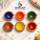 Handpainted Border Carved Terracotta Diya – Floral