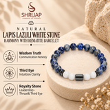 Natural Lapis Lazuli White Stone Harmony with Hematite Bracelet