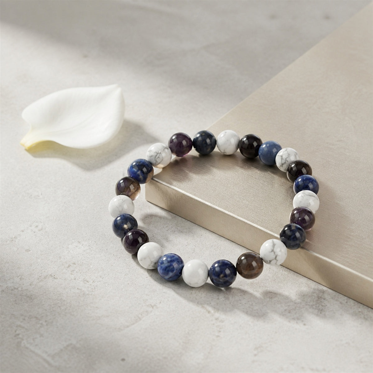 Multi Stone Round Bracelet – Howlite, Sodalite & Amethyst – 8 MM