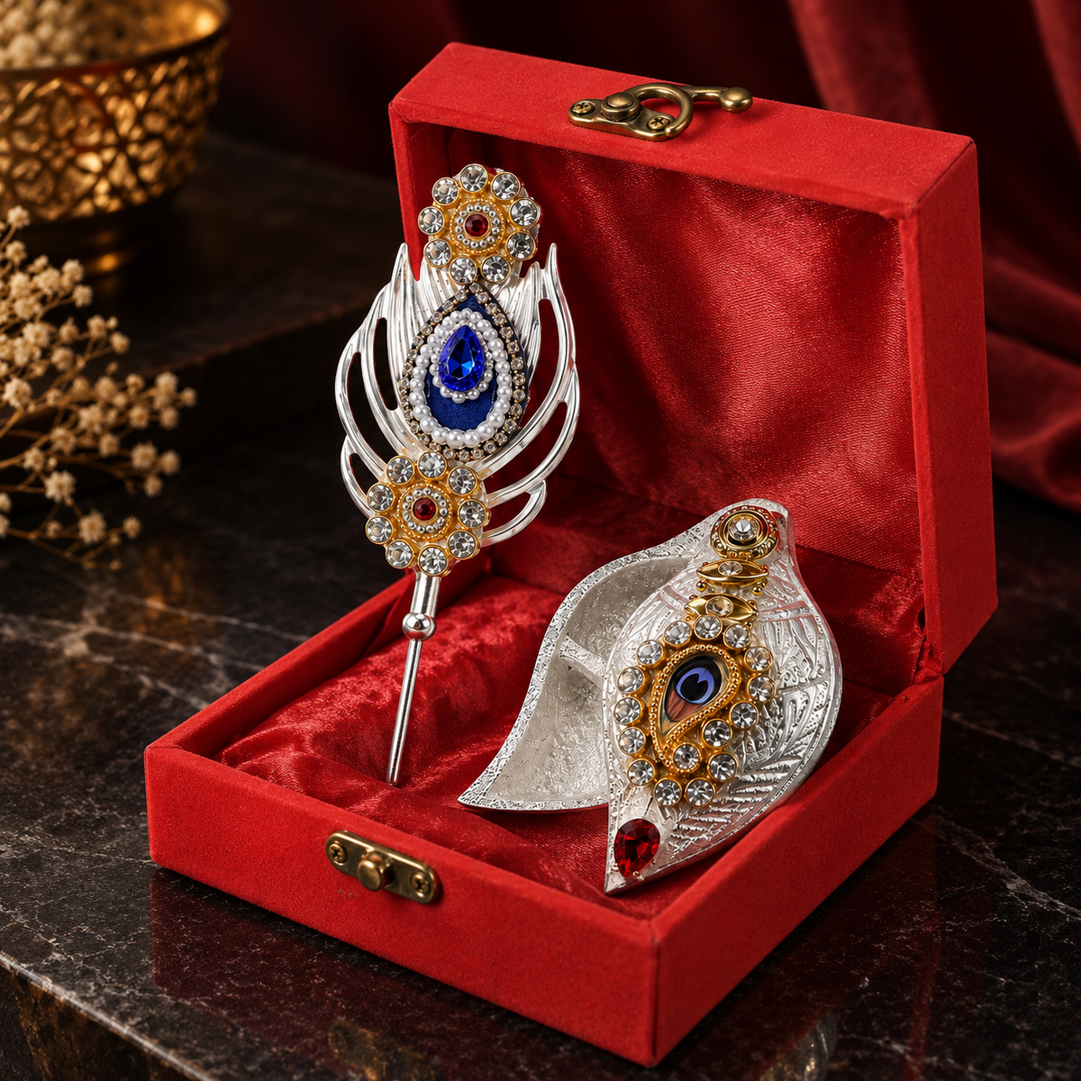 Krishna Pankh Kumkum With Velvet Box
