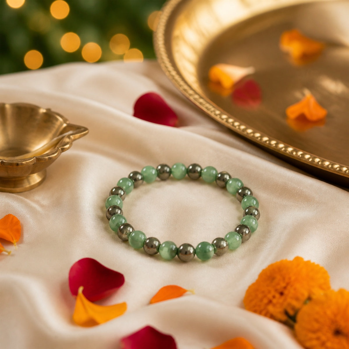 Green Aventurine & Pyrite Combination Bracelet – 8 MM