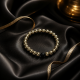 Golden Hematite Bracelet with Black Obsidian Accent – 8 MM