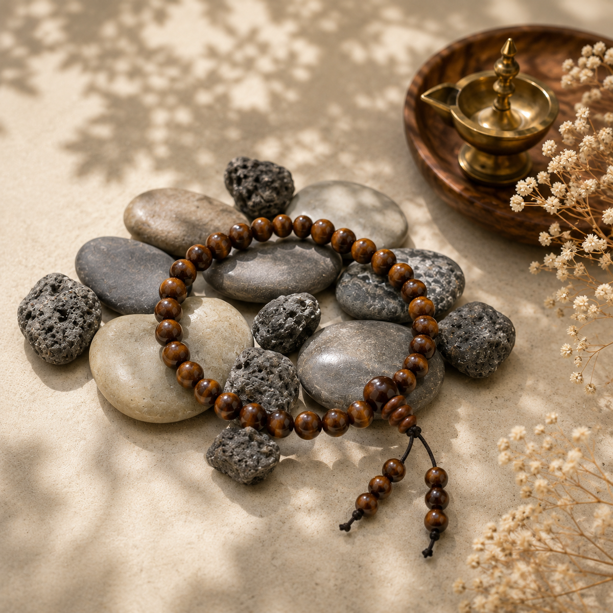 Natural Red Sandalwood Bracelet with Latkan – 6 MM