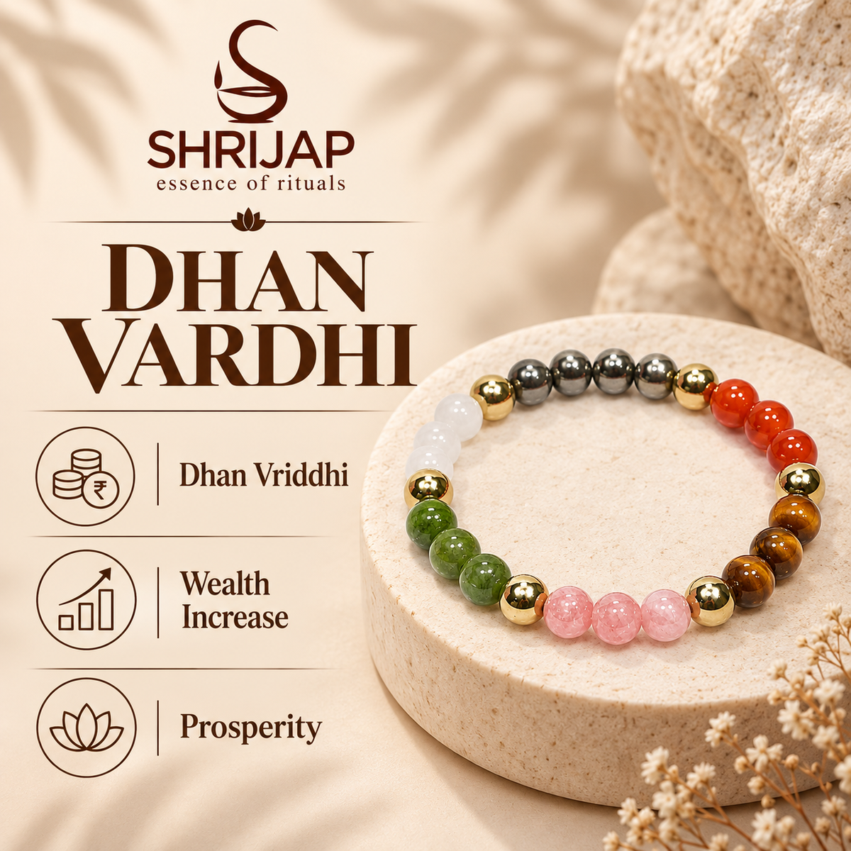Natural Dhan Vardhi Bracelet 8 MM